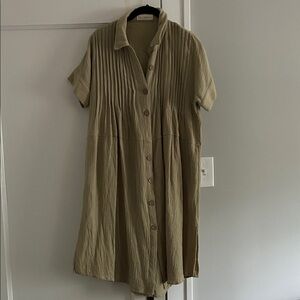 By Together Tan Button-Front Midi Dress